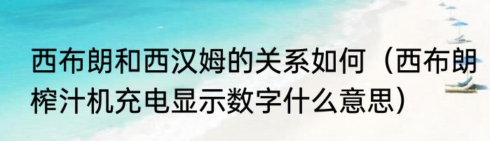 西布朗和西汉姆的关系如何（西布朗榨汁机充电显示数字什么意思）