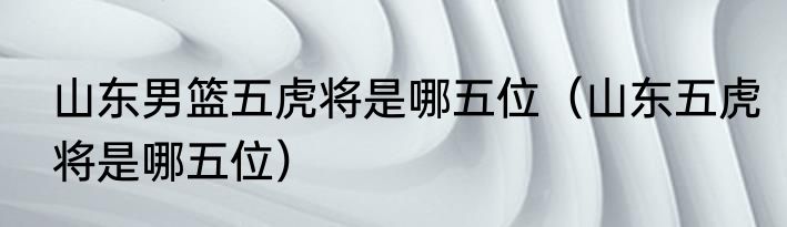 山东男篮五虎将是哪五位（山东五虎将是哪五位）