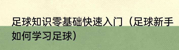 足球知识零基础快速入门（足球新手如何学习足球）