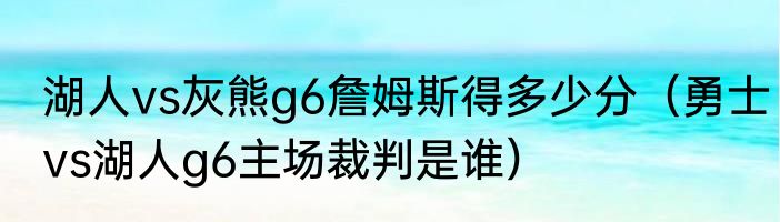 湖人vs灰熊g6詹姆斯得多少分（勇士vs湖人g6主场裁判是谁）