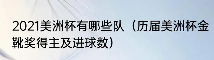 2021美洲杯有哪些队（历届美洲杯金靴奖得主及进球数）