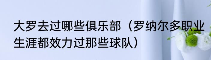 大罗去过哪些俱乐部（罗纳尔多职业生涯都效力过那些球队）