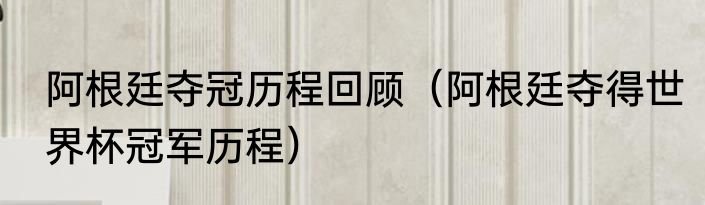 阿根廷夺冠历程回顾（阿根廷夺得世界杯冠军历程）