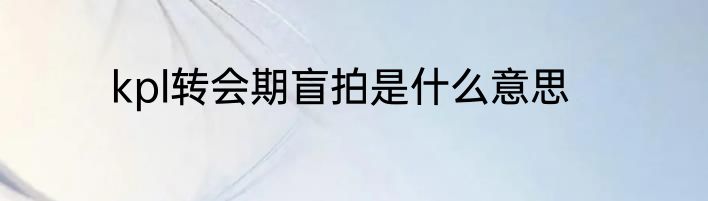 kpl转会期盲拍是什么意思