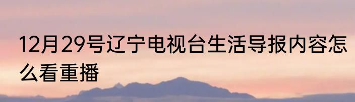 12月29号辽宁电视台生活导报内容怎么看重播