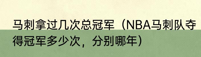 马刺拿过几次总冠军（NBA马刺队夺得冠军多少次，分别哪年）