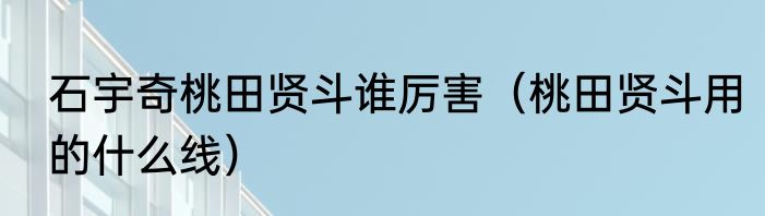 石宇奇桃田贤斗谁厉害（桃田贤斗用的什么线）