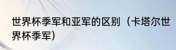 世界杯季军和亚军的区别（卡塔尔世界杯季军）