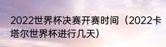 2022世界杯决赛开赛时间（2022卡塔尔世界杯进行几天）