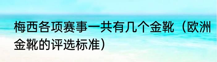 梅西各项赛事一共有几个金靴（欧洲金靴的评选标准）