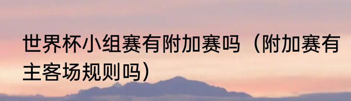 世界杯小组赛有附加赛吗（附加赛有主客场规则吗）