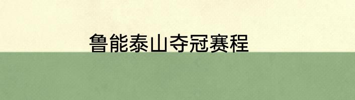 鲁能泰山夺冠赛程