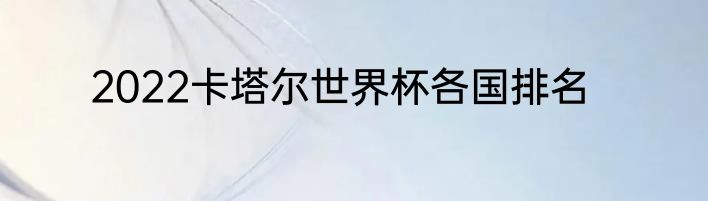 2022卡塔尔世界杯各国排名