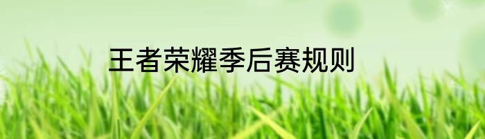 王者荣耀季后赛规则