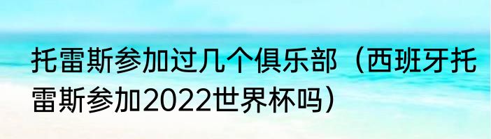 托雷斯参加过几个俱乐部（西班牙托雷斯参加2022世界杯吗）