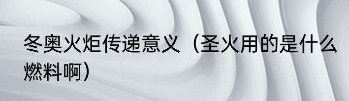 冬奥火炬传递意义（圣火用的是什么燃料啊）