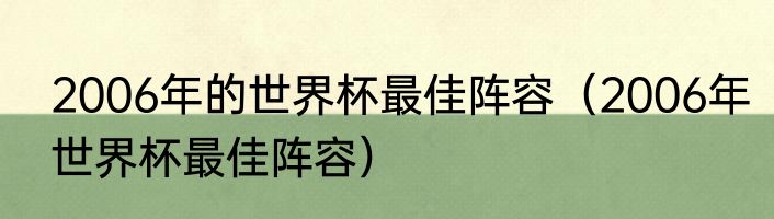 2006年的世界杯最佳阵容（2006年世界杯最佳阵容）