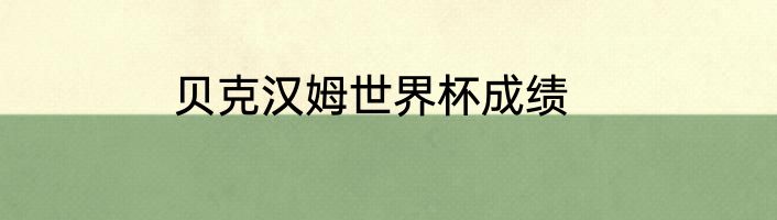 贝克汉姆世界杯成绩