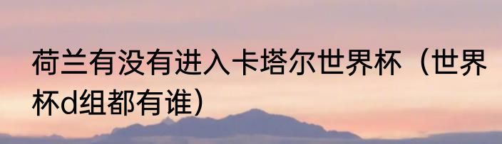 荷兰有没有进入卡塔尔世界杯（世界杯d组都有谁）