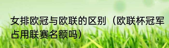 女排欧冠与欧联的区别（欧联杯冠军占用联赛名额吗）