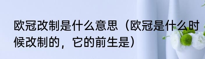 欧冠改制是什么意思（欧冠是什么时候改制的，它的前生是）