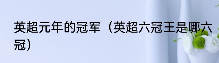 英超元年的冠军（英超六冠王是哪六冠）