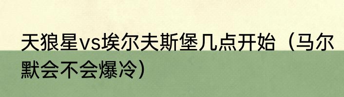 天狼星vs埃尔夫斯堡几点开始（马尔默会不会爆冷）