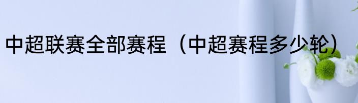 中超联赛全部赛程（中超赛程多少轮）