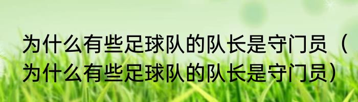 为什么有些足球队的队长是守门员（为什么有些足球队的队长是守门员）