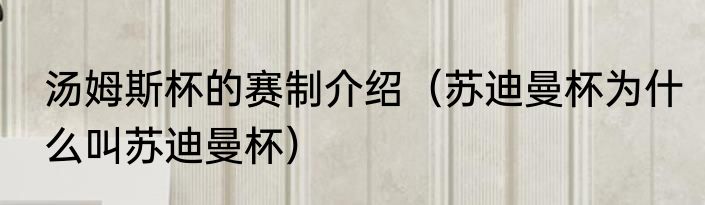 汤姆斯杯的赛制介绍（苏迪曼杯为什么叫苏迪曼杯）