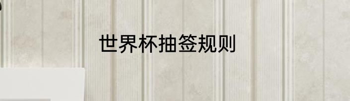 世界杯抽签规则