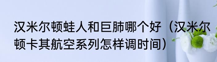 汉米尔顿蛙人和巨肺哪个好（汉米尔顿卡其航空系列怎样调时间）