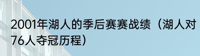 2001年湖人的季后赛赛战绩（湖人对76人夺冠历程）