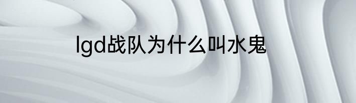 lgd战队为什么叫水鬼