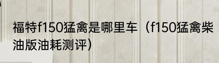 福特f150猛禽是哪里车（f150猛禽柴油版油耗测评）