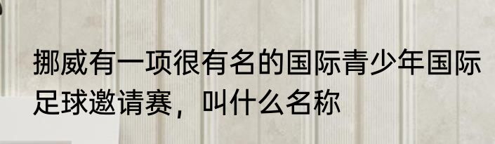 挪威有一项很有名的国际青少年国际足球邀请赛，叫什么名称