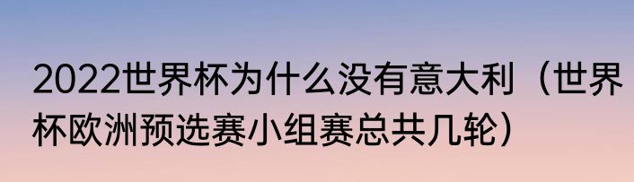 2022世界杯为什么没有意大利（世界杯欧洲预选赛小组赛总共几轮）