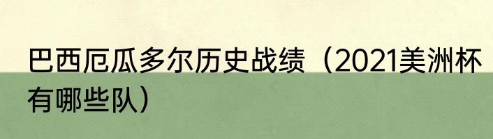 巴西厄瓜多尔历史战绩（2021美洲杯有哪些队）