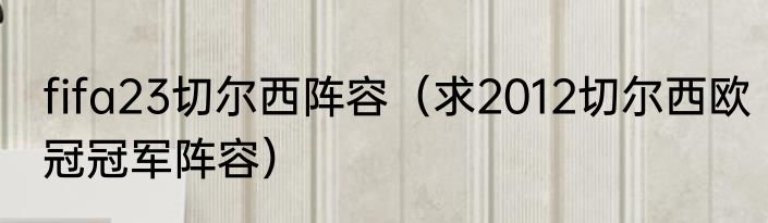 fifa23切尔西阵容（求2012切尔西欧冠冠军阵容）