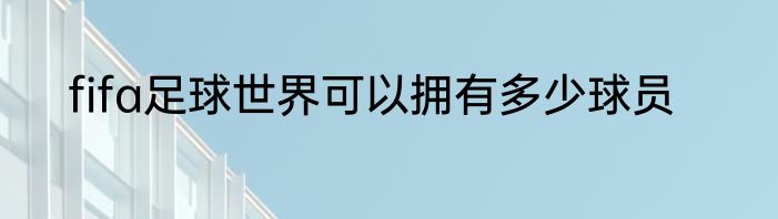 fifa足球世界可以拥有多少球员