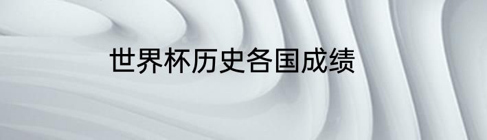 世界杯历史各国成绩