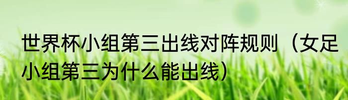 世界杯小组第三出线对阵规则（女足小组第三为什么能出线）