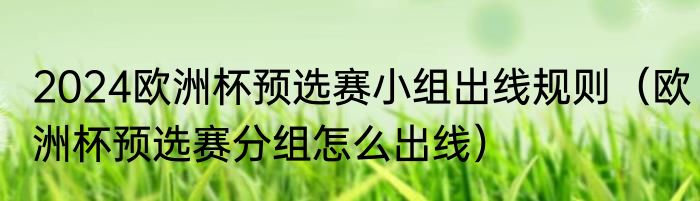 2024欧洲杯预选赛小组出线规则（欧洲杯预选赛分组怎么出线）