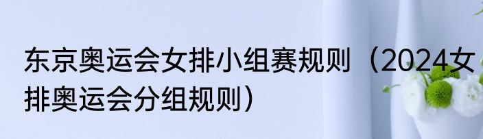 东京奥运会女排小组赛规则（2024女排奥运会分组规则）