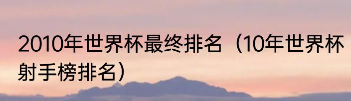 2010年世界杯最终排名（10年世界杯射手榜排名）