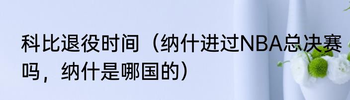 科比退役时间（纳什进过NBA总决赛吗，纳什是哪国的）