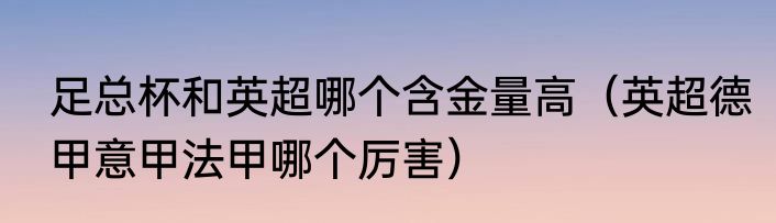 足总杯和英超哪个含金量高（英超德甲意甲法甲哪个厉害）