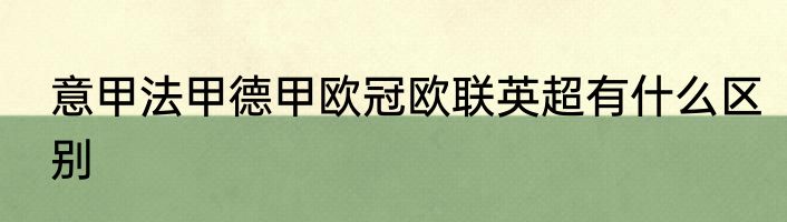 意甲法甲德甲欧冠欧联英超有什么区别