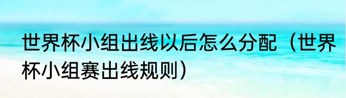 世界杯小组出线以后怎么分配（世界杯小组赛出线规则）