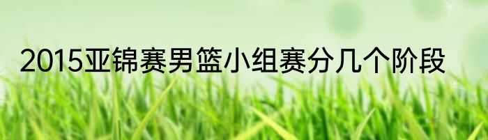2015亚锦赛男篮小组赛分几个阶段